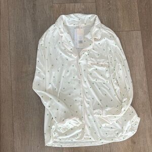 Eberjey Cream Pajama Top Palm trees nwt